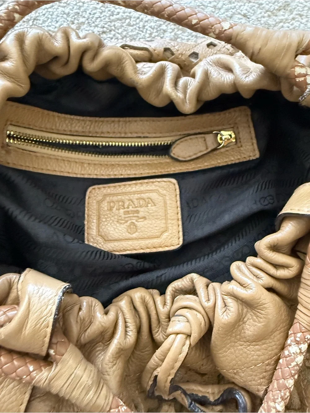 Prada tan leather